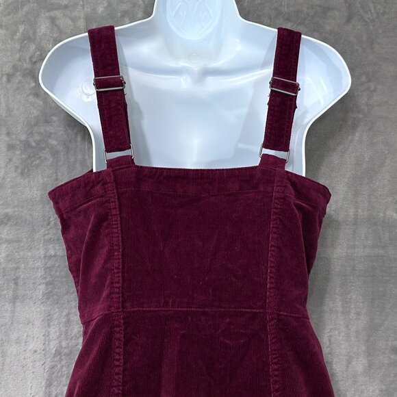 H&M Burgundy Corduroy Dress Button Front Sz 8 - Picture 7 of 8